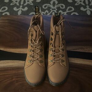 Dr. Martens Tan Canvas Boots- (never worn)
